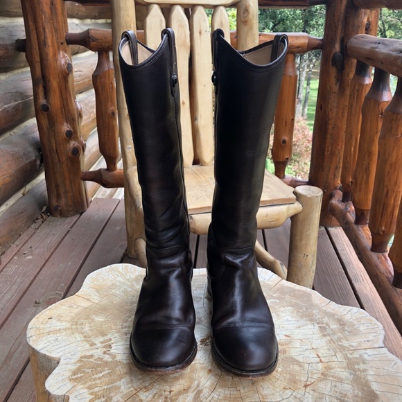 Frye Melissa Button Tall Leather Boots Brown 6.5 B - Picture 4 of 8